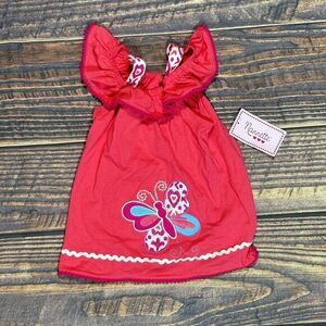 Nannette‎ Girl's Size 4T Red Dress Butterfly Top Sleeveless NWT